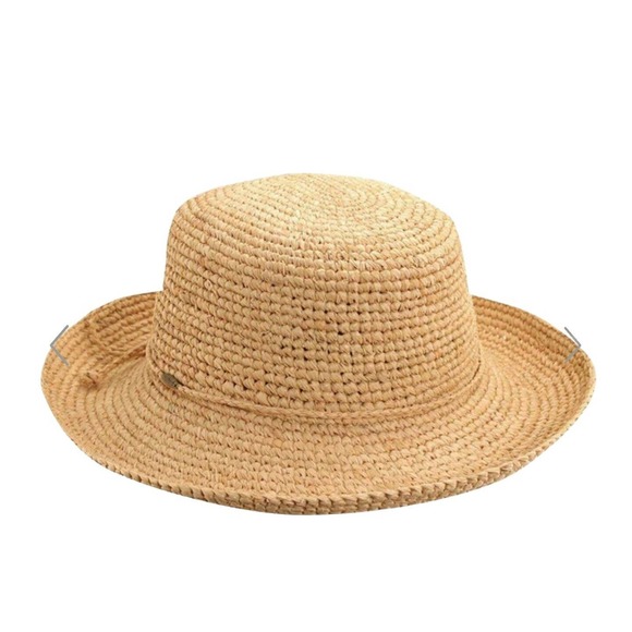 Scala Womens Crochet Raffi Crushable Handcrafted Packable Natural One Size Hat - Picture 6 of 9